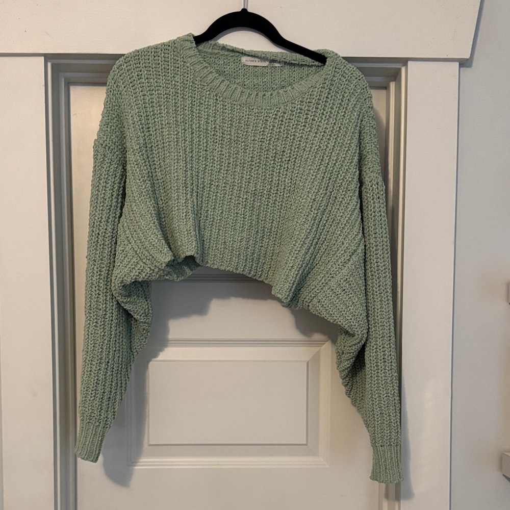 Altar'd State Sage Green Knit Sweater